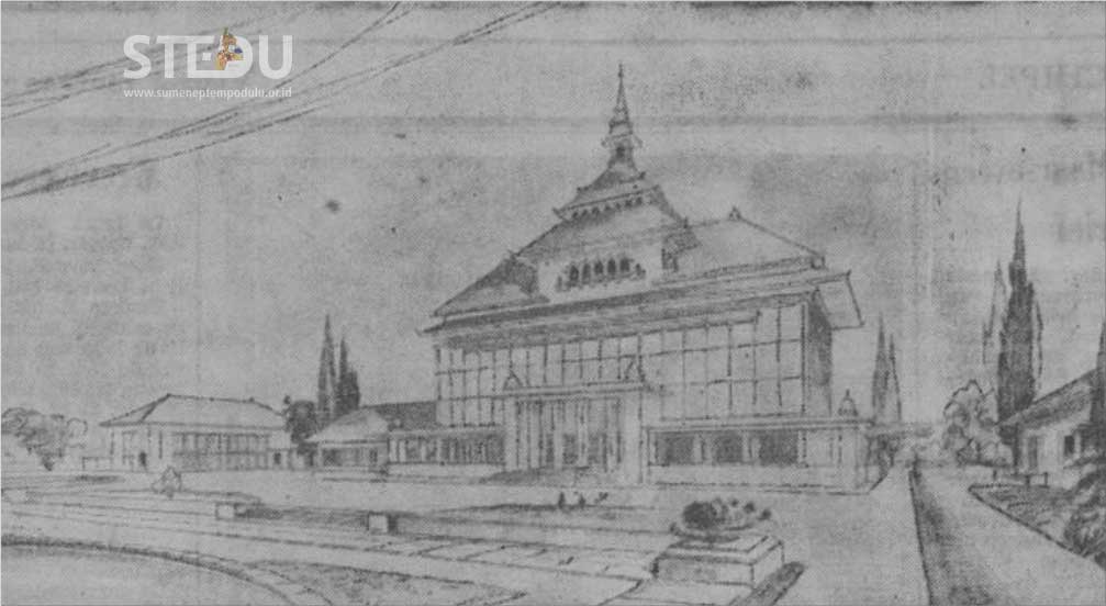Gambar Rencana Istana Negara Madura oleh W.J.G Zweedijk tahun 1949 - Nieuewe Courant